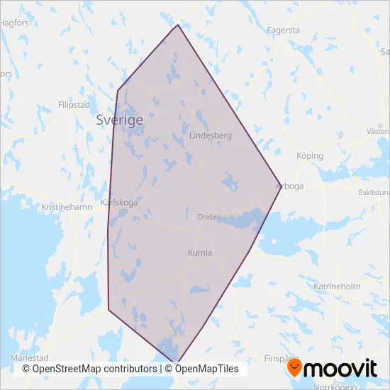 Länstrafiken Örebro täckningsområdeskarta