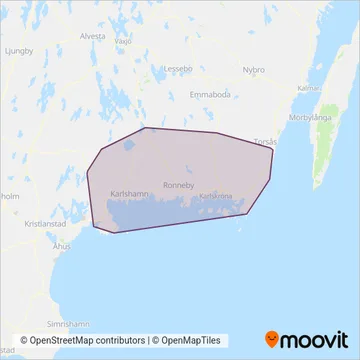 Blekingetrafiken (Bus) coverage area map