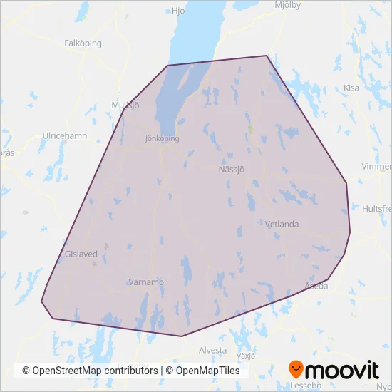 JLT (Buss) täckningsområdeskarta