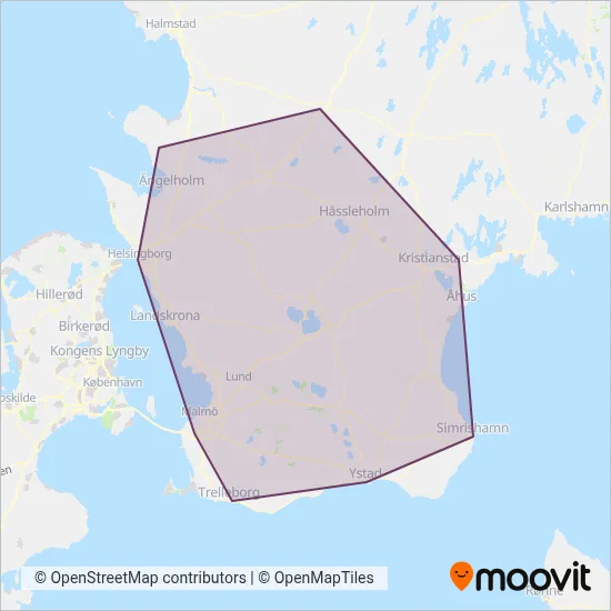 Skånetrafiken (Rail) coverage area map