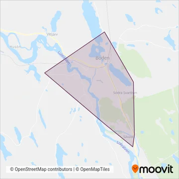 Boden Stadstrafik coverage area map