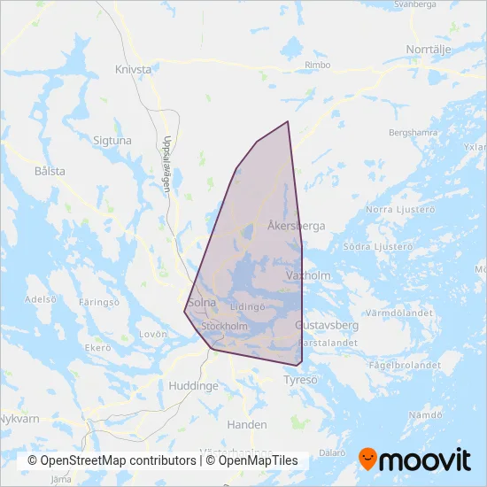 SL (Spårvagn) täckningsområdeskarta