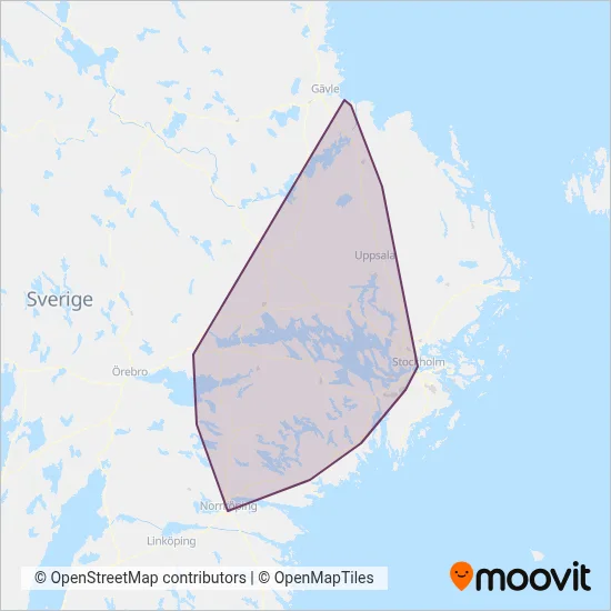 Mälartåg (Järnväg) täckningsområdeskarta