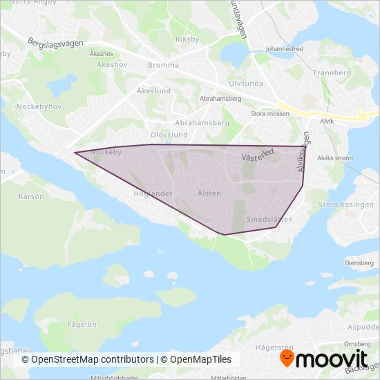 SL Spårvagn coverage area map