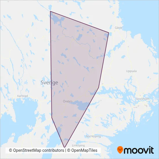 Tåg i Bergslagen (Järnväg) täckningsområdeskarta