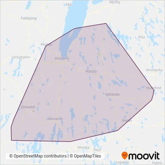 Jönköpings Länstrafik (Bus) coverage area map