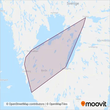 Västtrafik (Rail) coverage area map