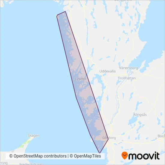 Västtrafik (Ferry) coverage area map