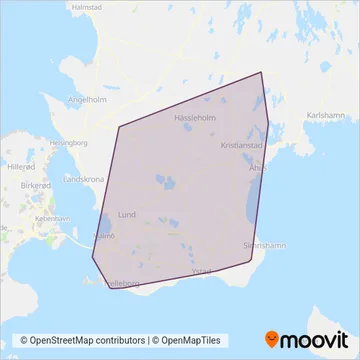 Skånetrafiken (Cable Car) coverage area map