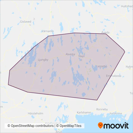 Länstrafiken Kronoberg coverage area map