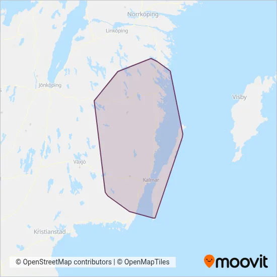 Kalmar Länstrafik täckningsområdeskarta