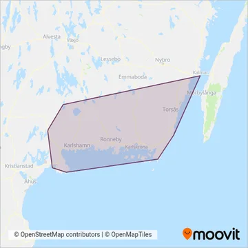 Blekingetrafiken (Buss) täckningsområdeskarta