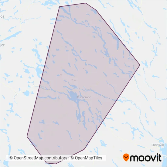 Länstrafiken Jämtland (Spårvagn) täckningsområdeskarta