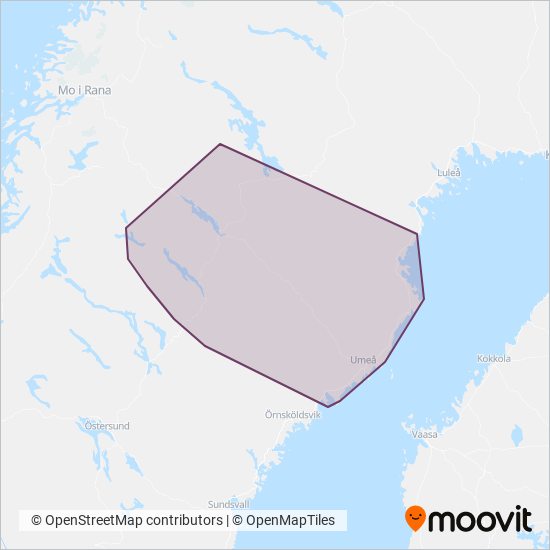 Länstrafiken Västerbotten coverage area map