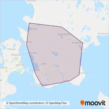 Skånetrafiken (Rail) coverage area map