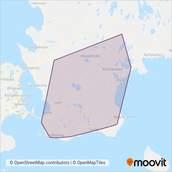 Skånetrafiken (Cable Car) coverage area map