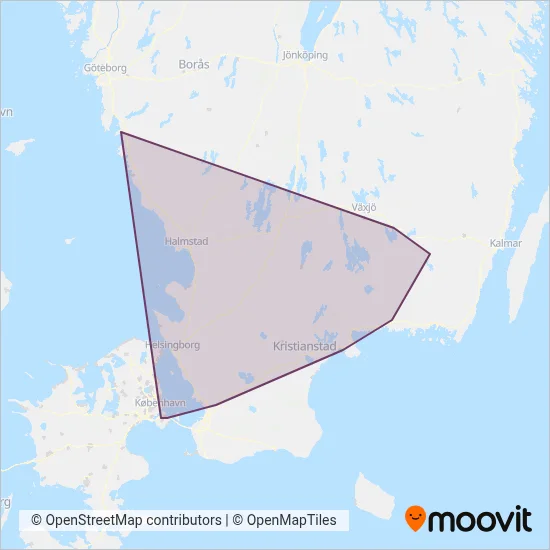 Öresundståg (Järnväg) täckningsområdeskarta
