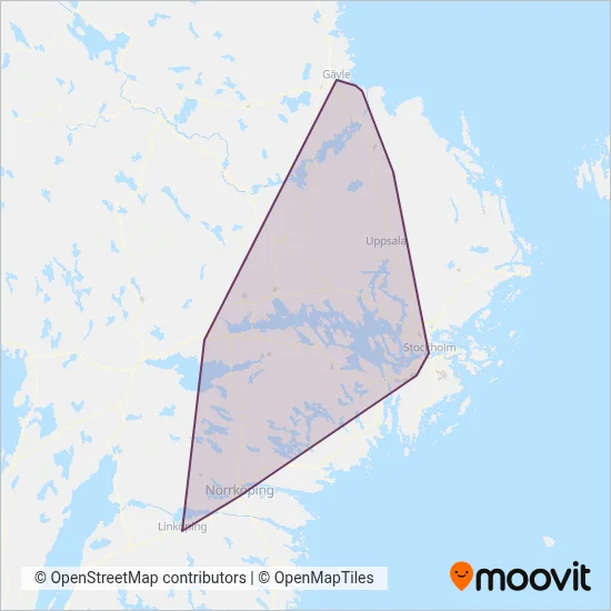 Mälartåg (Järnväg) täckningsområdeskarta