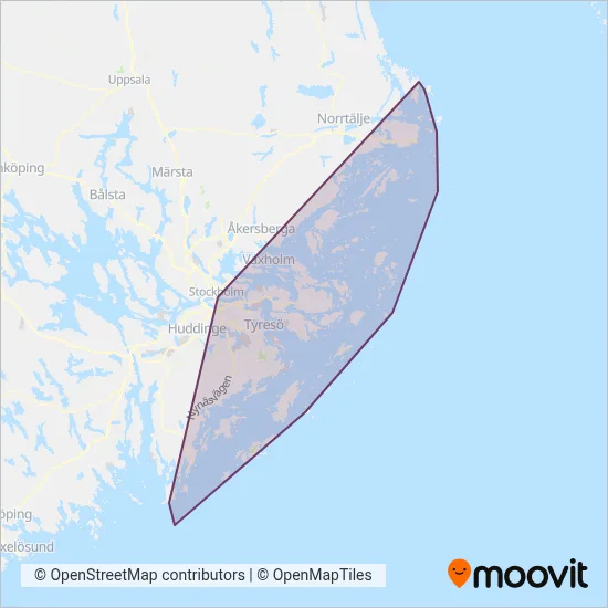 Waxholmsbolaget täckningsområdeskarta