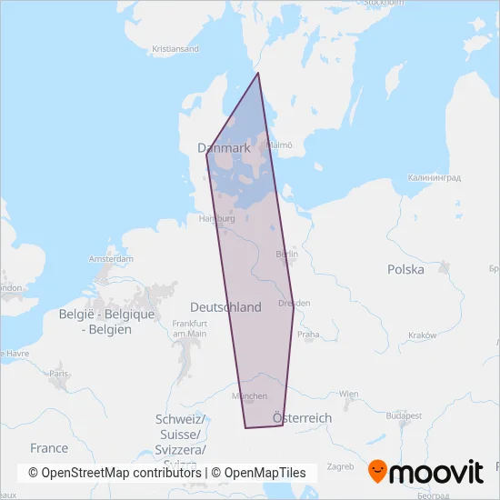 Snälltåget (Järnväg) täckningsområdeskarta