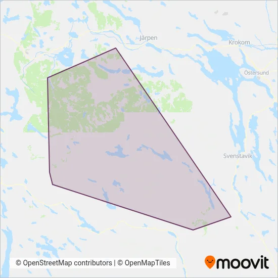 Snälltåget (Buss) täckningsområdeskarta
