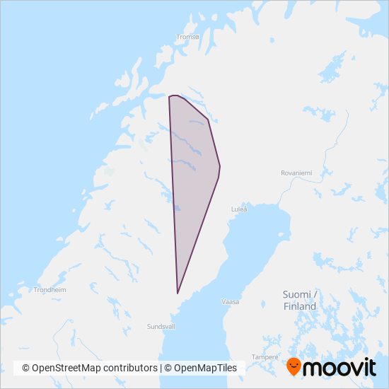 Vy Nattåg coverage area map