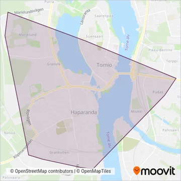 Haparanda lokaltrafik coverage area map