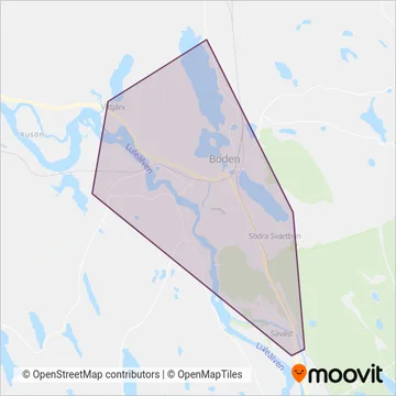 Boden Stadstrafik täckningsområdeskarta
