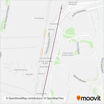 Arlanda Express coverage area map
