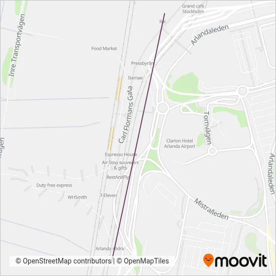 Arlanda Express täckningsområdeskarta