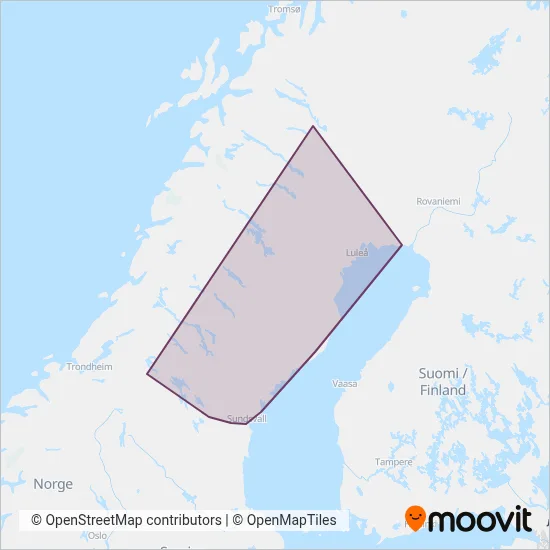 Norrtåg (Rail) coverage area map