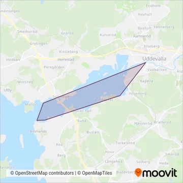 Uddevalla Skärgårdsbåtar täckningsområdeskarta