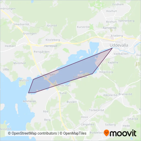 Uddevalla Skärgårdsbåtar täckningsområdeskarta