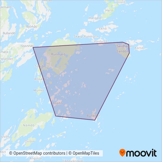 Stavsnäs Båttaxi täckningsområdeskarta