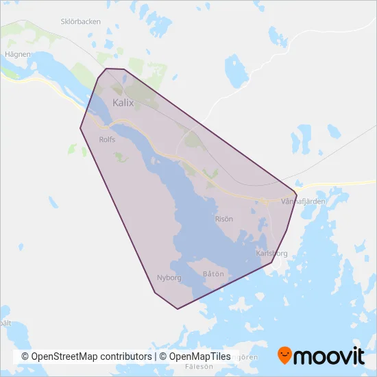 Kalix stadstrafik täckningsområdeskarta