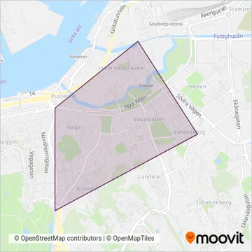 Strömma (Buss) täckningsområdeskarta