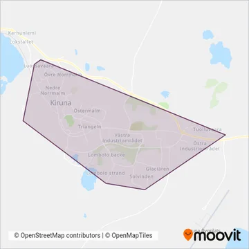 Kiruna Stadstrafik täckningsområdeskarta