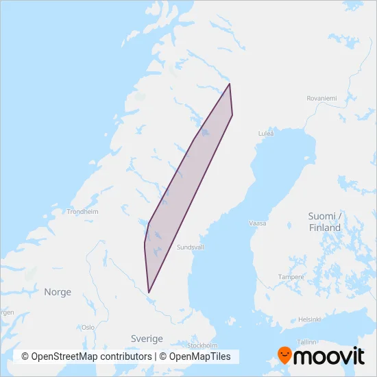 Inlandsbanan täckningsområdeskarta
