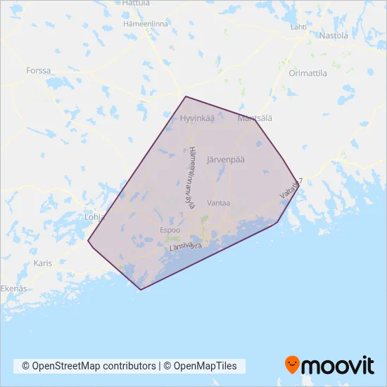 HSL (Bus) coverage area map