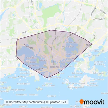 HSL (Tram) coverage area map