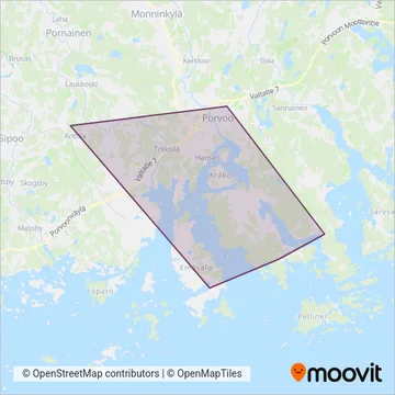 Porvoon Liikenne coverage area map