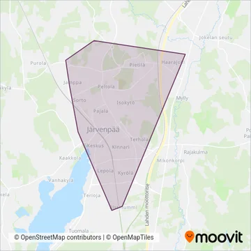 Kymen Charterline Oy coverage area map