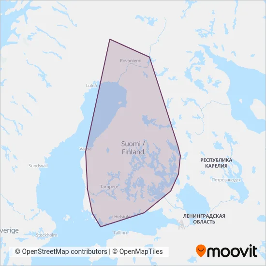 VR (Rail) coverage area map