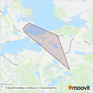 Nysse/VR coverage area map