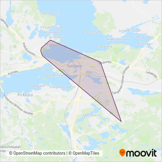Nysse/VR coverage area map