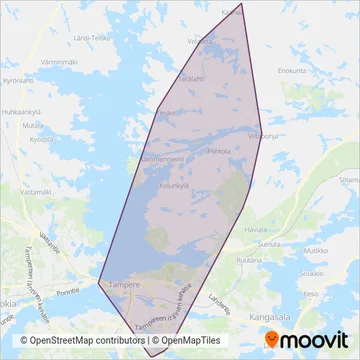 Nysse/Pohjolan Liikenne Oy coverage area map