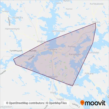 Nysse/Länsilinjat Oy coverage area map