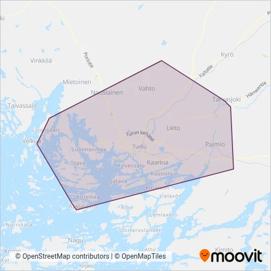 FÖLI Turku Region Public Transport coverage area map