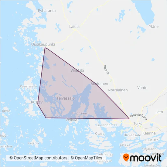 Taivassalo Auto Ltd coverage area map