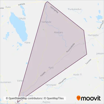 Vuorisen Liikenne Oy coverage area map